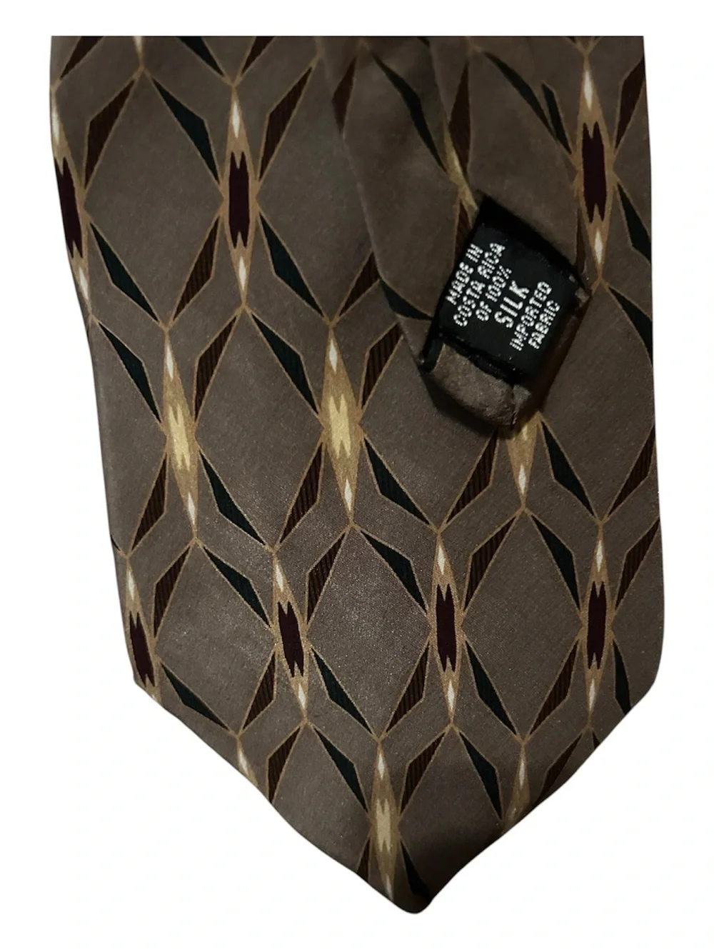 bill blass 💯 SILK Burgundy and Brown Geometric Pattern Neckties